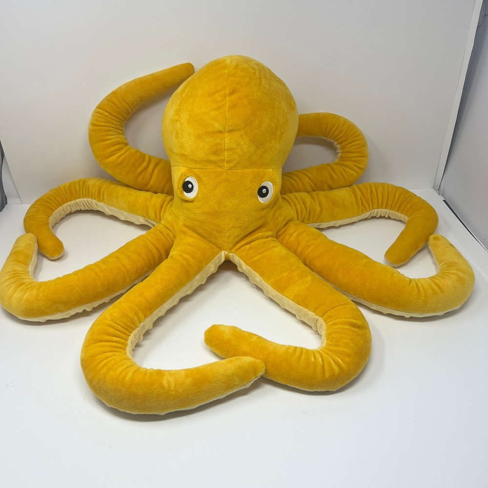 IKEA BLAVINGAD Octopus Plush 20 Inch Yellow Stuffed Animal Soft Stuffed Toy